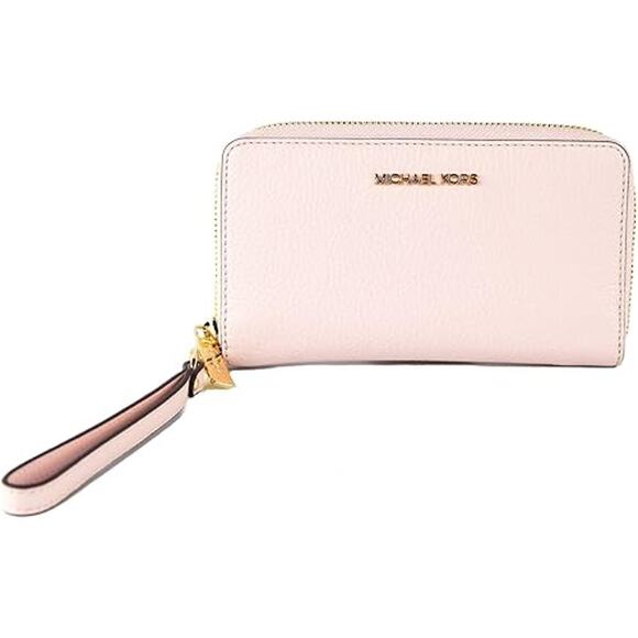 NWT Michael Kors Women Large Pebbled Leather Smartphone Wristlet ,Pink- OS - Picture 1 of 2